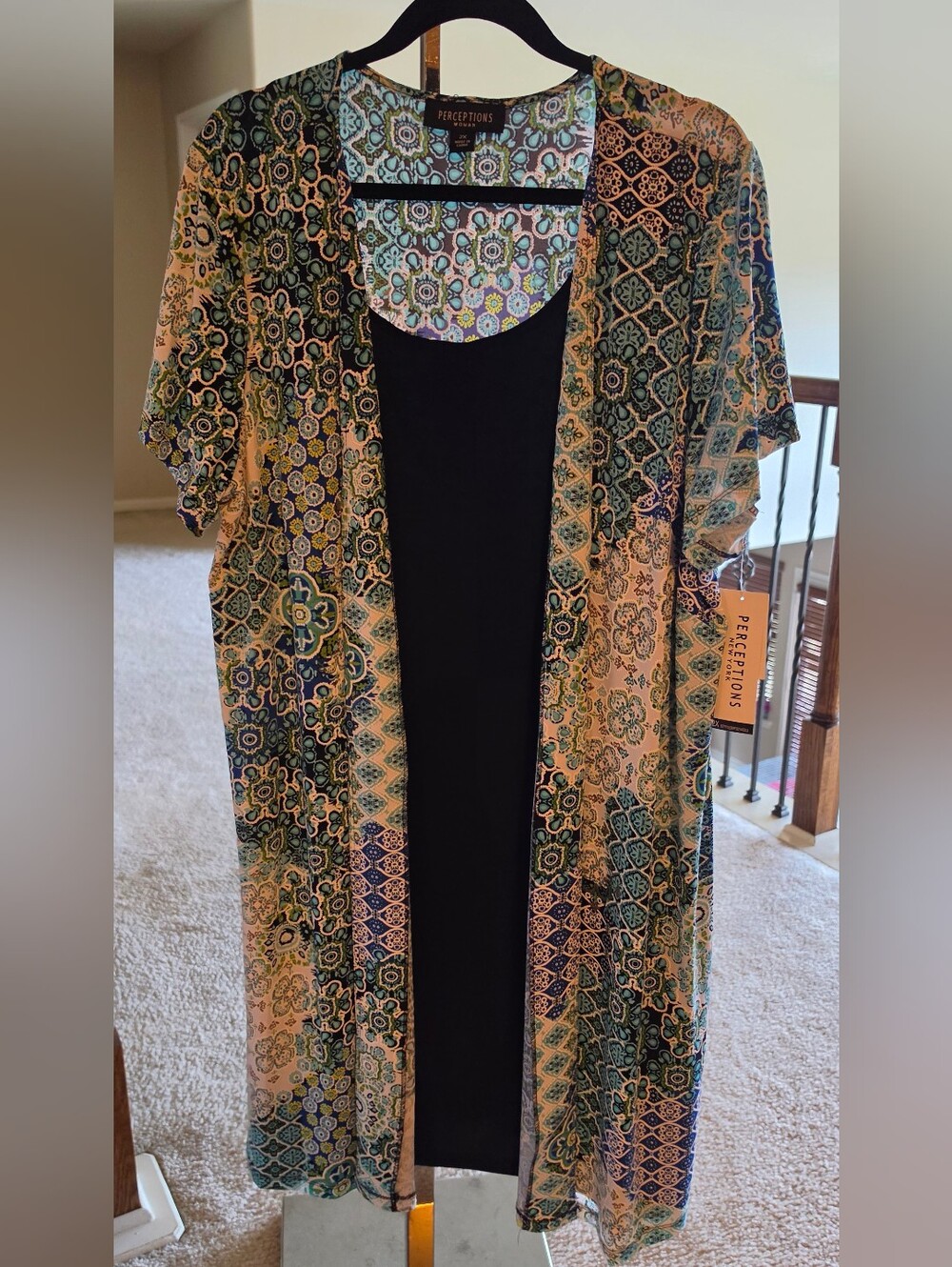 Perceptions Women Floral Pattern Dress in Turquoise, Black, Green